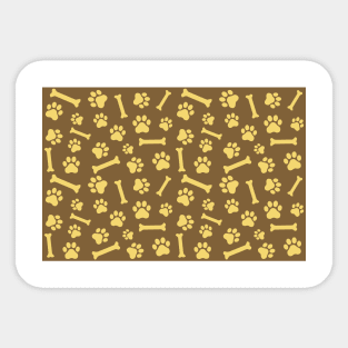 Pet - Cat or Dog Paw Footprint and Bone Pattern in Brown Tones Sticker